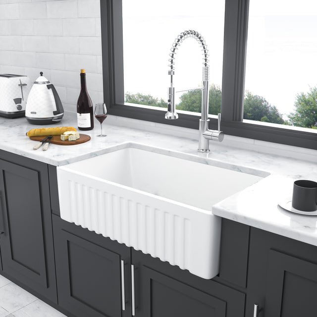 Inch  White Farmhouse Sink Deep Apron Sink Undermount Farmhouse Kitchen Sink Single Farm Sink