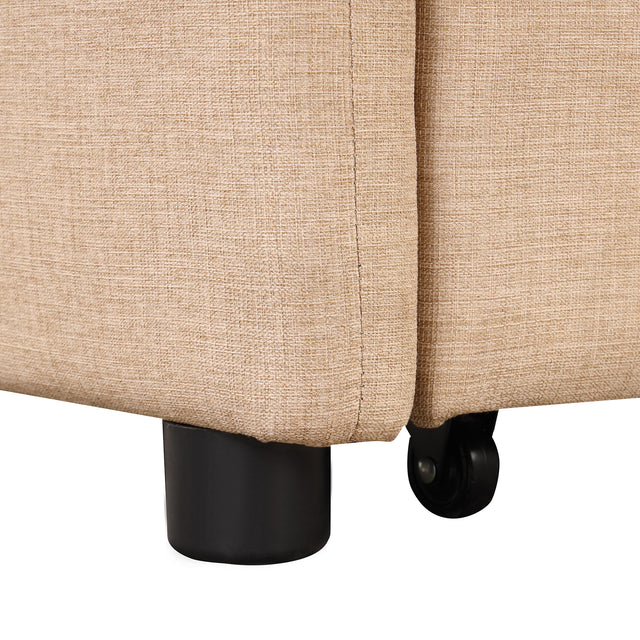 pull out sofa sleeper 3 in 1 with 2 wing table and usb charge for nap line fabric for living room recreation room Beige