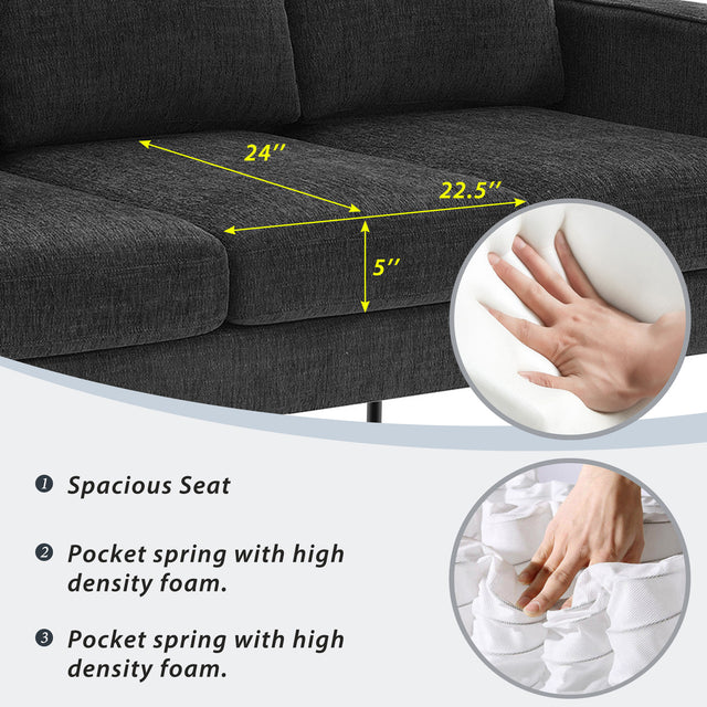 [VIDEO provided] [New]Modern 3-Piece Sofa Sets with Sturdy Metal Legs,Linen Upholstered Couches Sets Including 3-Seat Sofa, Loveseat and Single Chair for Living Room Furniture Set (1+2+3 Seat)