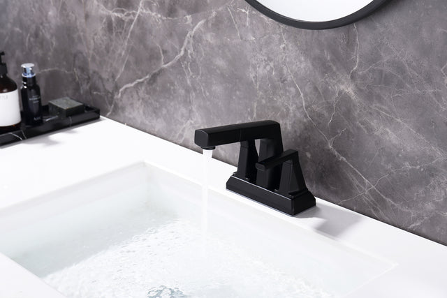 2 Handle Centerset Bathroom Sink Faucet  3 Hole with Pull Out Sprayer, 4 Inch Lavatory Faucet, Modern Vanity Faucet, Mixer Tap for Hot and Cold Water