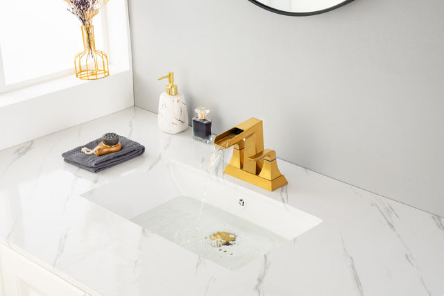 2-Handle Lavatory Faucet Brushed Nickel Bathroom Sink Faucet with Metal Pop-up Drain and Faucet Supply Lines