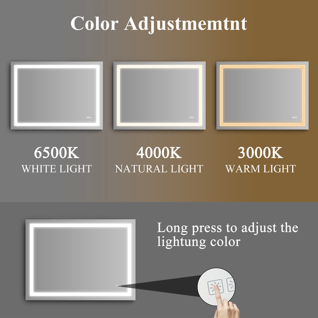 LED Bathroom Mirror 48x 36  Inch with lights, anti-Fog & Dimming Led Bathroom Vanity Mirror
