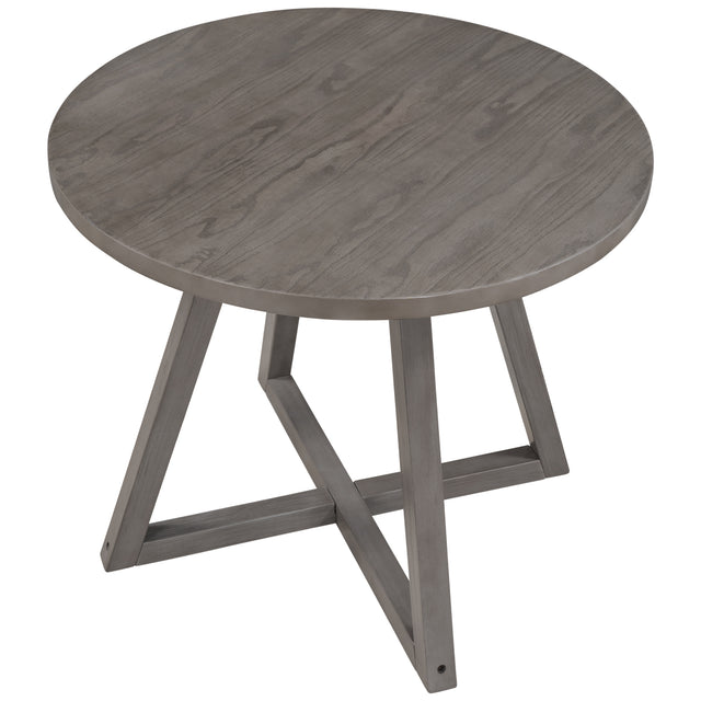 TOPMAX Mid-Century Wood Round Dining Table with X-shape Legs for Small Places, Gray