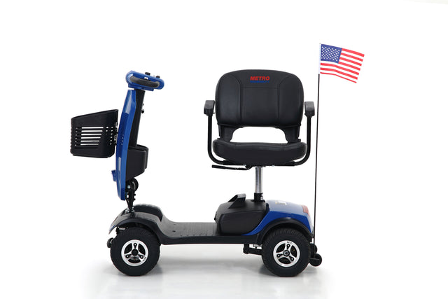 W429S00033 PATRIOT BLUE Outdoor compact mobility scooter with windshield