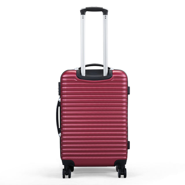 3-Piece Expandable Suitcase with Code Lock, Spinner Carry-On Luggage with 8 Wheels, 20/24/28 Inches, Wine Red