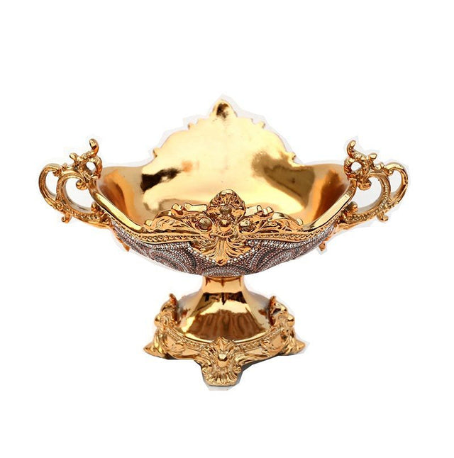 Ambrose Chrome Plated Crystal Embellished Ceramic Fruit Platter