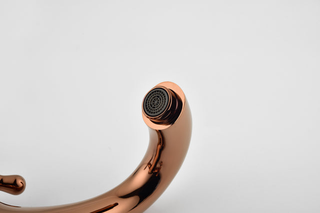 Rose Gold Bathroom Sink Faucet 2 Single Hole Vanity Vessel Sink Basin Cold and Hot Water Deck Mounted