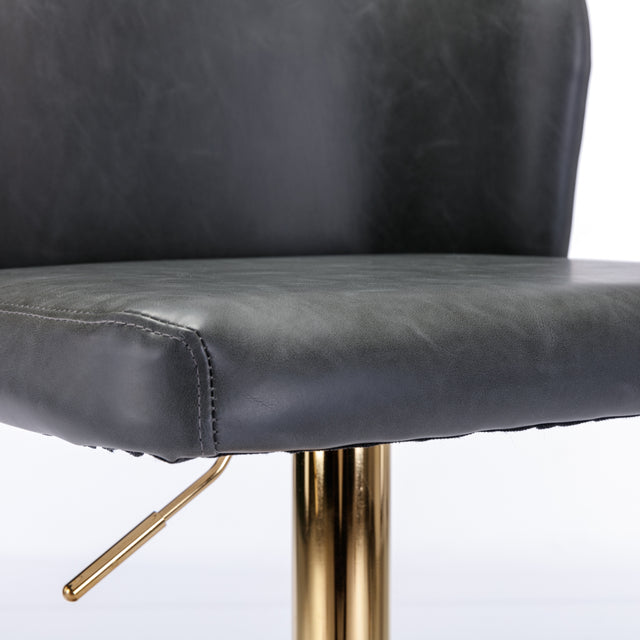 A&A Furniture,Swivel Barstools Adjusatble Seat Height,Modern PU Upholstered Bar Stools with  the whole Back Tufted, for Home Pub and Kitchen Island (Dark Gray, Set of 2),SW1928DG