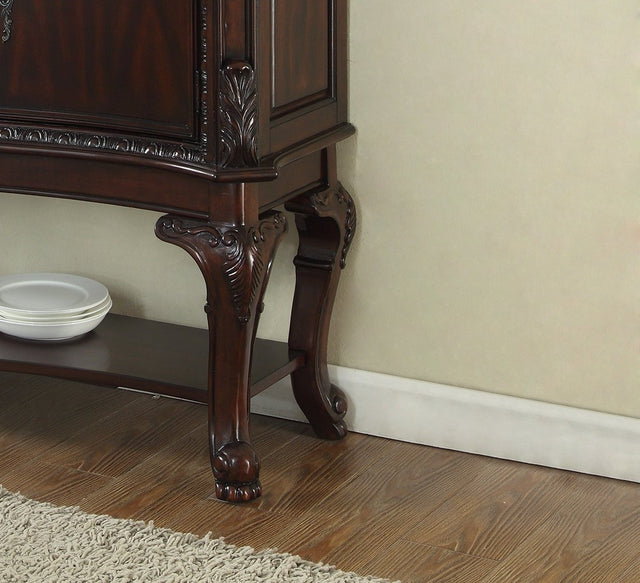 Traditional 1-Pc Rich Brown Finish Storage Side Board Antique Cabriole Legs Living Room Furniture