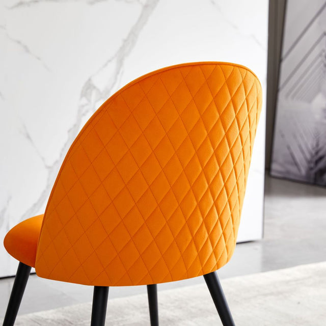 Dining Chair, Green Velvet, Metal Black legs, Set of 2 Side Chairs