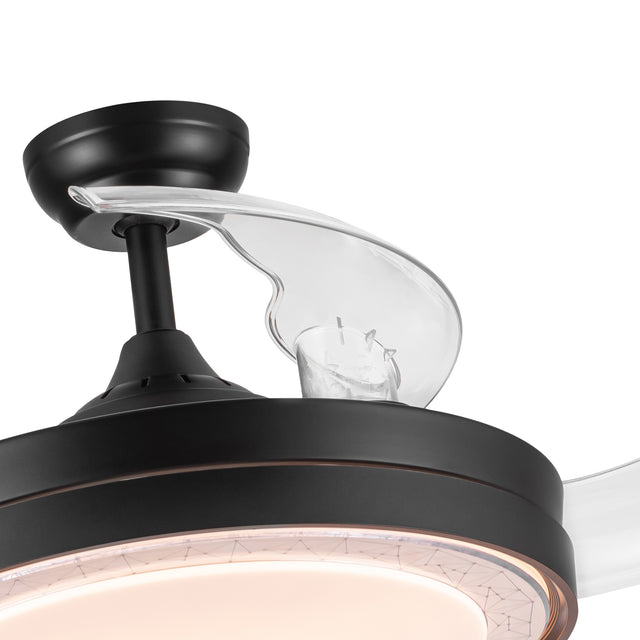 42 In. Intergrated LED Retractable Ceiling Fan with Black Shade Frame