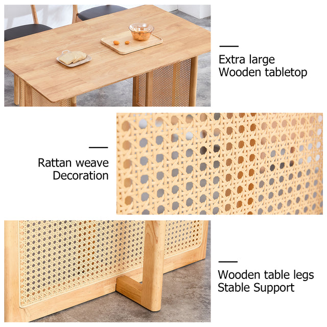 Dining Table.Chinese-style Rural Retro MDF Dining Table, Simple Modern Imitation Rattan Dining Table, Wooden Dining Table, Office Table.Suitable for Dining Room, Living Room and Office