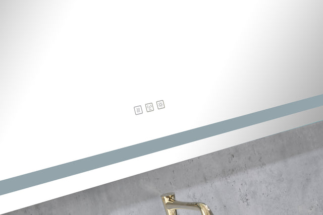 36x28 Inch LED Lighted Makeup Mirror For Bathroom Vanity With Touch Bottom For Color Temperature, Brightness&Defogger, Ultra-Thin Wall Mounted Mirror With High Lumen, Vertical/Horizontal