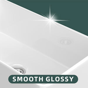 33  Inch Fireclay Farmhouse Kitchen Sink White Single Bowl Apron Front Kitchen Sink, Bottom Grid and Kitchen Sink Drain Included