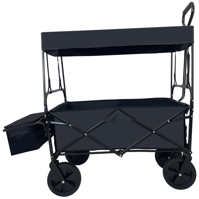 Collapsible Folding Wagon, Push Pull Foldable Beach Wagon Cart