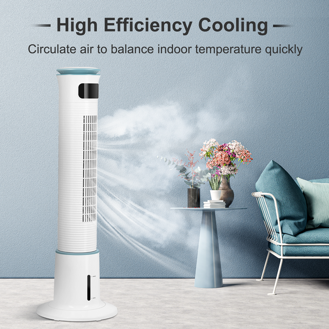 Simple Deluxe Mist Tower Fan, 12 Speeds & 3 Modes Settings Standing Fan , 15 Hour Timing Closure Cooling Fan, Low Noise, 43 Inches, White