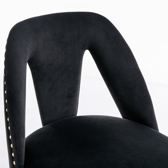 Golden Swivel Velvet Barstools Adjusatble Seat Height from 25-33 Inch, Modern Upholstered Bar Stool & Counter Stools with Nailheads for Home Pub and Kitchen Island,Set of 2, Black