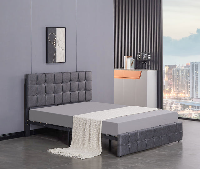 Full Size Bed Frame, Modern Upholstered Platform Bed with Adjustable Headboard, Heavy Duty Button Tech cloth Bed Frame with Wood Slat Support, Easy Assembly, No Box Spring Needed (Dark Grey, Full)