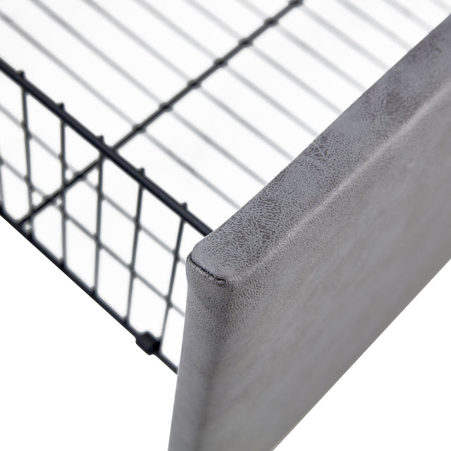 Queen Size Grey Tech cloth Button Embedded Adjustable Headboard Height Upholstered Platform Bed Frame  with 4 Storage Drawers