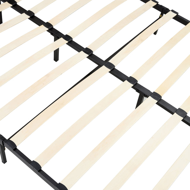 Full Size Bed Frame, Modern Upholstered Platform Bed Frame Lights and Height Adjustable Headboard, Square Stitched Button Tech cloth, No Box Spring Needed/Easy Assembly/Pack in 1-Box/Noise-Free ,Beige