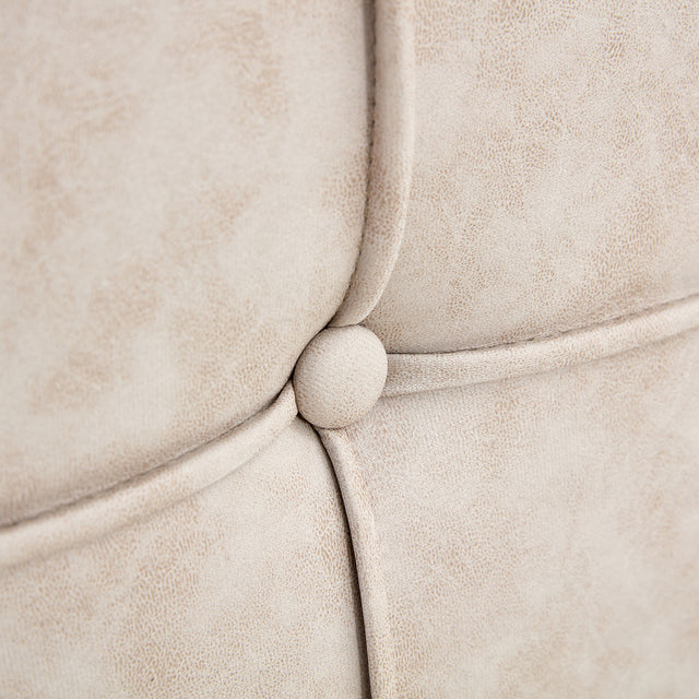 Queen Size Adjustable Headboard Height  Beige Upholstered  Bed