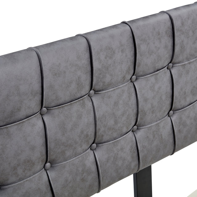 Queen Size Bed Frame, Modern Upholstered Platform Bed with Adjustable Headboard, Heavy Duty Button Tech cloth Bed Frame with Wood Slat Support, Easy Assembly, No Box Spring Needed (Grey, Queen)