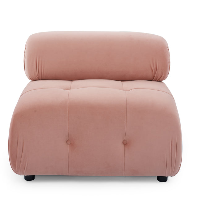 Modular Sectional Sofa, Button Tufted Designed and DIY Combination,L Shaped Couch with Reversible Ottoman, Pink Velvet