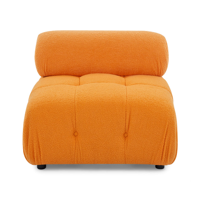 Modular Sectional Sofa, Button Tufted Designed and DIY Combination,L Shaped Couch with Reversible Ottoman, Orange Teddy Fabric