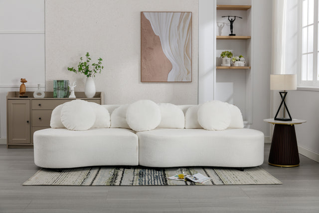 103.9" Modern Living Room Sofa Lamb Velvet Upholstered Couch Furniture for Home or Office, Beige