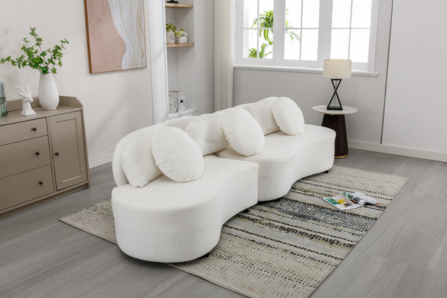 103.9" Modern Living Room Sofa Lamb Velvet Upholstered Couch Furniture for Home or Office, Beige