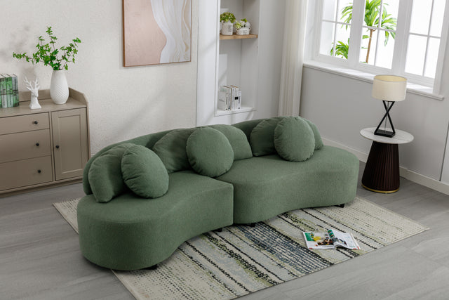 103.9" Modern Living Room Sofa Lamb Velvet Upholstered Couch Furniture for Home or Office, Green