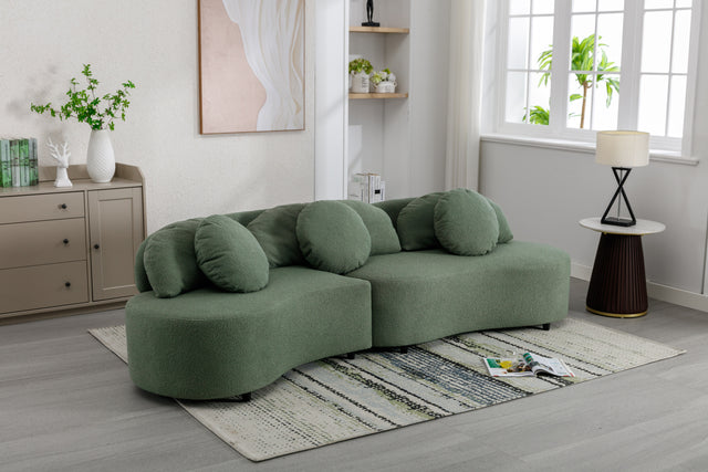 103.9" Modern Living Room Sofa Lamb Velvet Upholstered Couch Furniture for Home or Office, Green