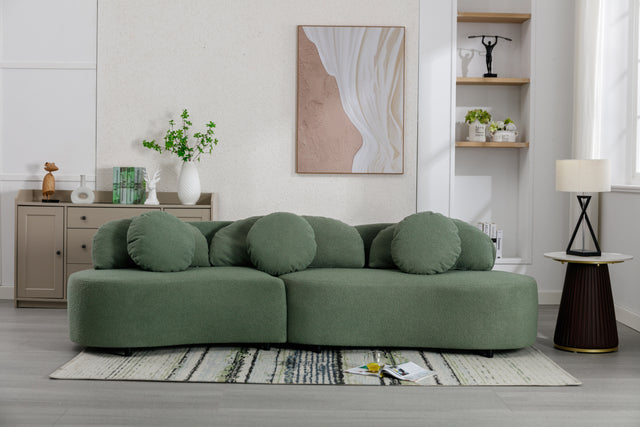 103.9" Modern Living Room Sofa Lamb Velvet Upholstered Couch Furniture for Home or Office, Green
