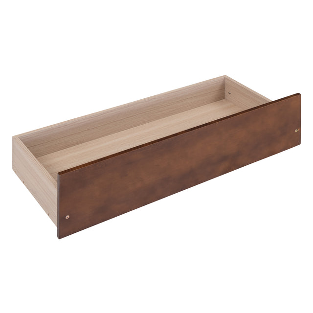 Full Size Wooden House Bed with Two Drawers, Walnut