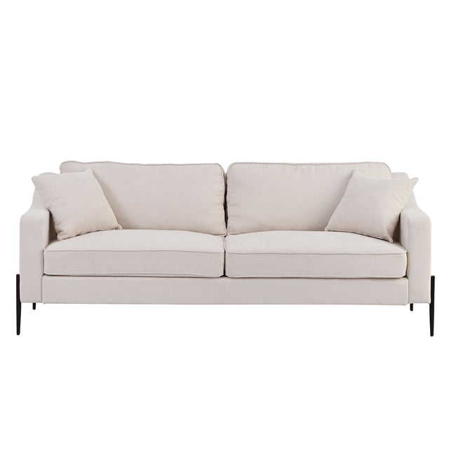 U-style Upholstered Modern Loveseat with Metal Legs – Durable with 2 Pillows, 2-3 People Seat Capacity