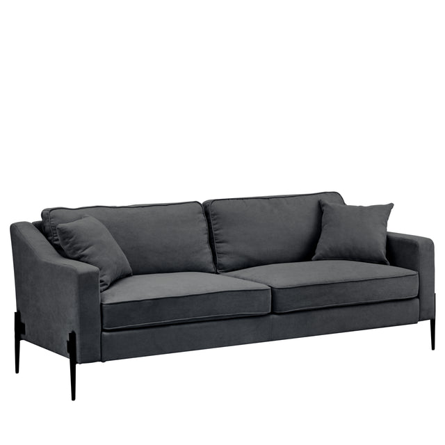 U-style Upholstered Modern Loveseat with Metal Legs – Durable with 2 Pillows, 2-3 People Seat Capacity