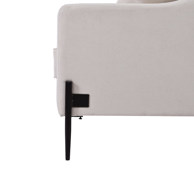 U-style Upholstered Modern Loveseat with Metal Legs – Durable with 2 Pillows, 2-3 People Seat Capacity