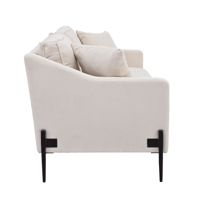 U-style Upholstered Modern Loveseat with Metal Legs – Durable with 2 Pillows, 2-3 People Seat Capacity