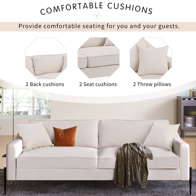 U-style Upholstered Modern Loveseat with Metal Legs – Durable with 2 Pillows, 2-3 People Seat Capacity