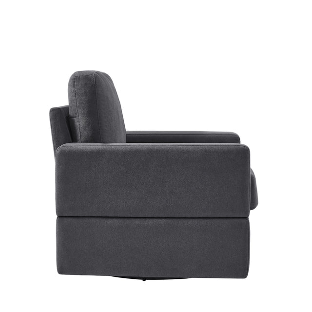 U_Style Sofa Set with Sectional Modular Sofa and Swivel Accent Chair, 2 Tossing cushions and Solid Frame for Living Room