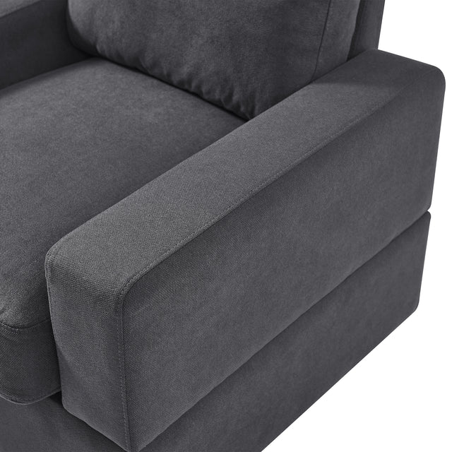 U_Style Sofa Set with Sectional Modular Sofa and Swivel Accent Chair, 2 Tossing cushions and Solid Frame for Living Room