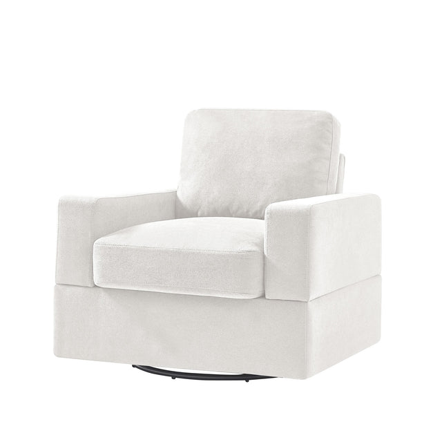 U_Style Sofa Set with Sectional Modular Sofa and Swivel Accent Chair, 2 Tossing cushions and Solid Frame for Living Room
