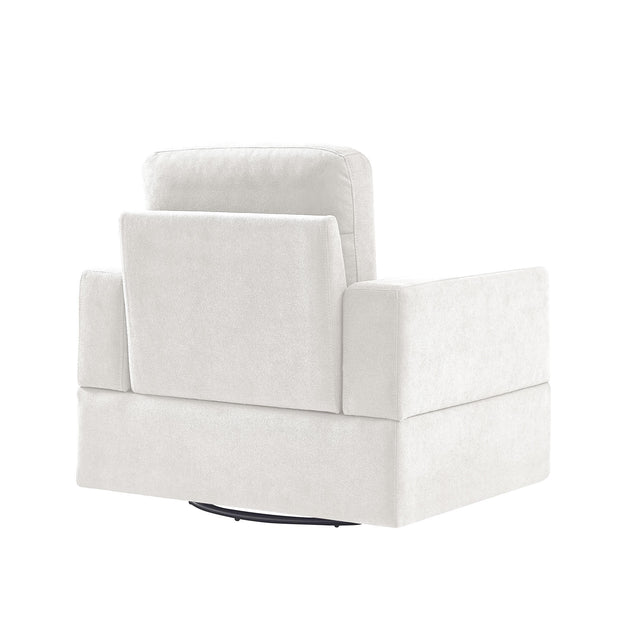 U_Style Sofa Set with Sectional Modular Sofa and Swivel Accent Chair, 2 Tossing cushions and Solid Frame for Living Room