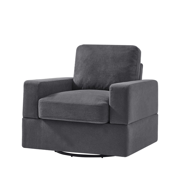 U_Style Sofa Set with Sectional Modular Sofa and Swivel Accent Chair, 2 Tossing cushions and Solid Frame for Living Room