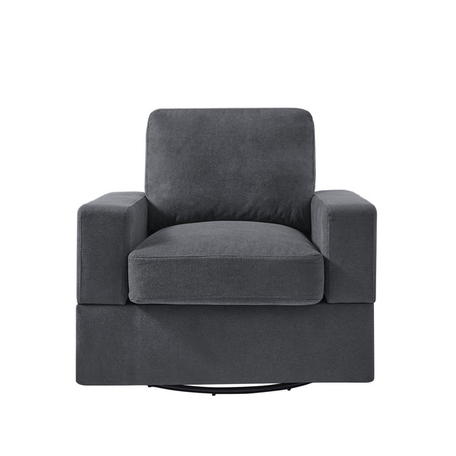 U_Style Sofa Set with Sectional Modular Sofa and Swivel Accent Chair, 2 Tossing cushions and Solid Frame for Living Room