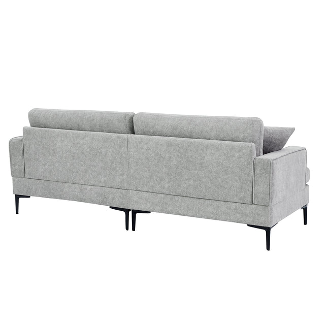 U-style Upholstered Modern Loveseat with Metal Legs – Durable with 2 Pillows, 2-3 People Seat Capacity