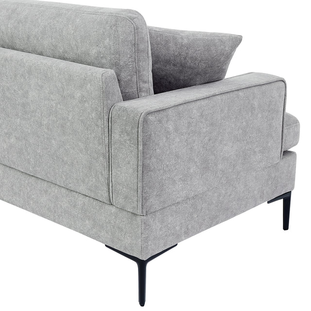 U-style Upholstered Modern Loveseat with Metal Legs – Durable with 2 Pillows, 2-3 People Seat Capacity