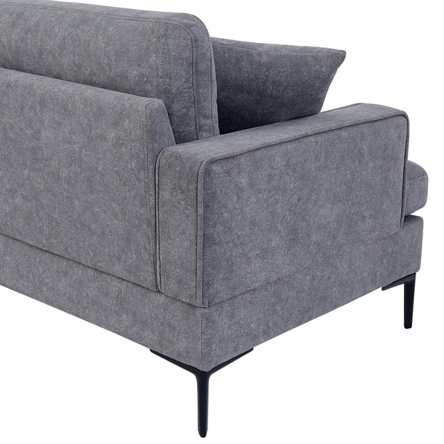 U-style Upholstered Modern Loveseat with Metal Legs – Durable with 2 Pillows, 2-3 People Seat Capacity