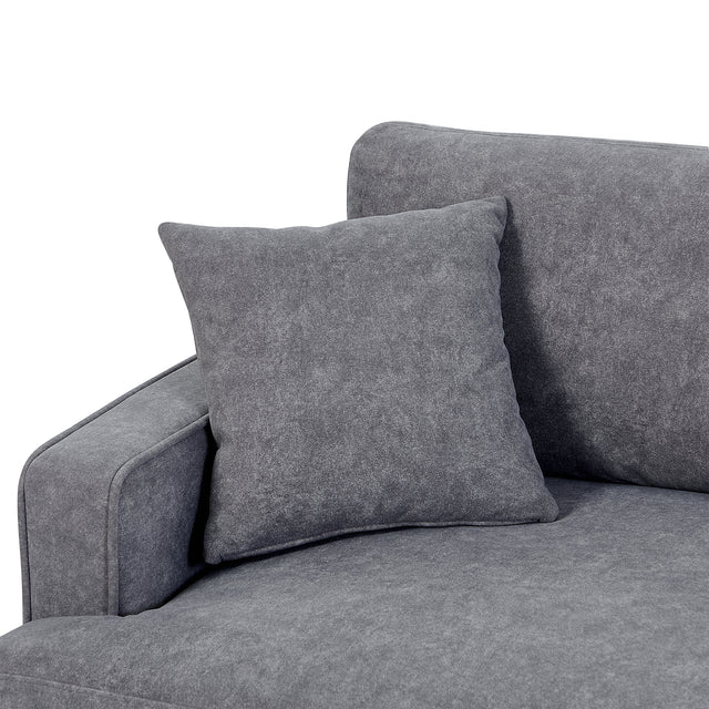 U-style Upholstered Modern Loveseat with Metal Legs – Durable with 2 Pillows, 2-3 People Seat Capacity