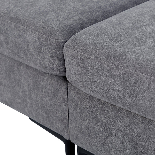 U-style Upholstered Modern Loveseat with Metal Legs – Durable with 2 Pillows, 2-3 People Seat Capacity